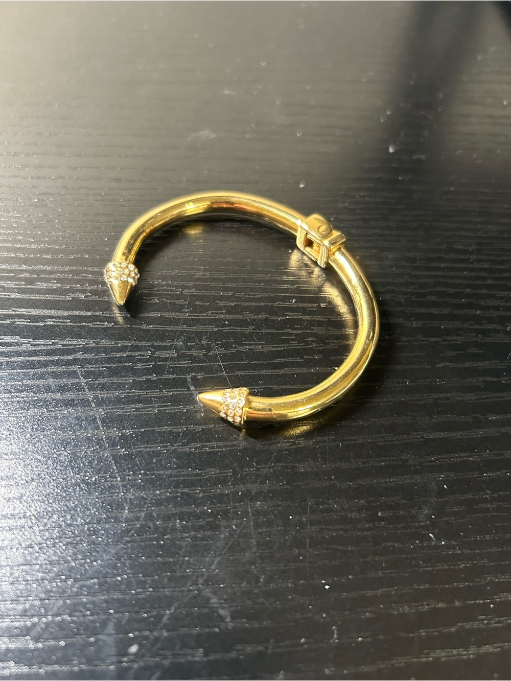 Kinsley Armelle Gold Spike Crystal-Accented Hinged Bangle Bracelet